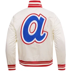 Alternative view of Atlanta Braves Men's Classic Full-Snap Satin Varsity White Jacket