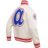 Atlanta Braves Men's Classic Full-Snap Satin Varsity White Jacket - Image 4