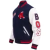 Atlanta Braves Retro Classic Classic Rib Knitted Wool & Leather Varsity Jacket - Image 3