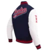 Atlanta Braves Retro Classic Classic Rib Knitted Wool & Leather Varsity Jacket - Image 4