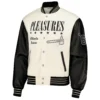Atlanta Braves PLEASURES Full-Snap Wool & Leather Varsity Jacket