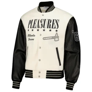 Atlanta Braves PLEASURES Full-Snap Wool & Leather Varsity Jacket