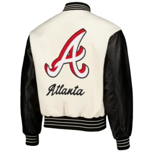 Alternative view of Atlanta Braves PLEASURES Full-Snap Wool & Leather Varsity Jacket