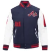 Atlanta Braves Old English Pro Standard Classic Rib knitted Wool & Leather Varsity Jacket