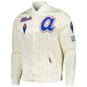 Atlanta Braves Pro Standard Cooperstown Pinstripe Retro Classic Satin Varsity Jacket