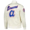 Atlanta Braves Pro Standard Cooperstown Pinstripe Retro Classic Satin Varsity Jacket - Image 2