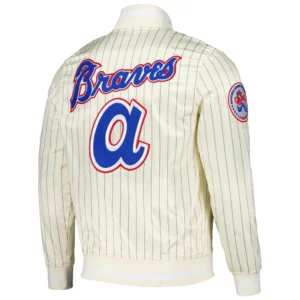 Alternative view of Atlanta Braves Pro Standard Cooperstown Pinstripe Retro Classic Satin Varsity Jacket