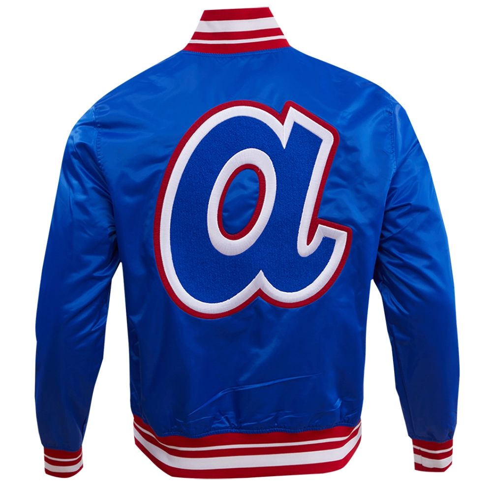 Atlanta Braves Pro Standard Men's Classic Rib Knitted Satin Varsity Jacket - Image 2