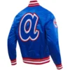 Atlanta Braves Pro Standard Men's Classic Rib Knitted Satin Varsity Jacket - Image 4