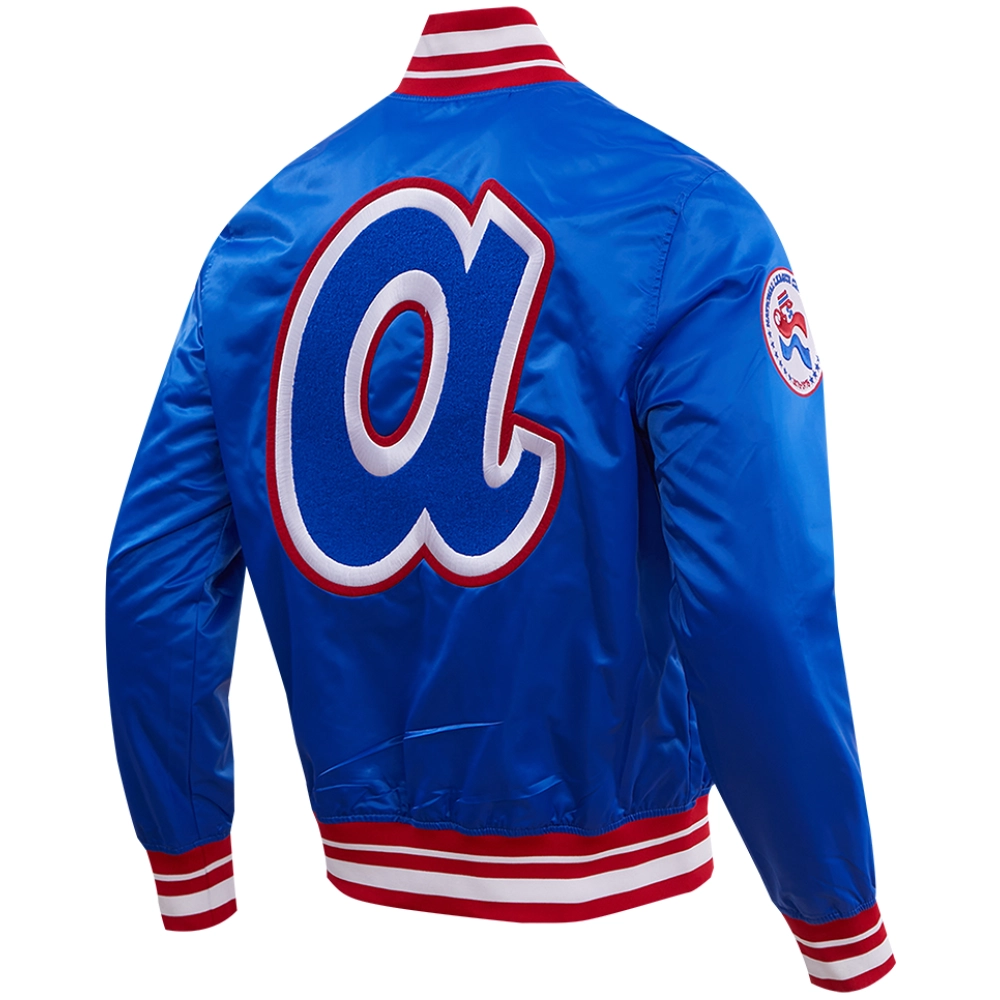 Atlanta Braves Pro Standard Men's Classic Rib Knitted Satin Varsity Jacket - Image 4
