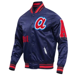 Atlanta Braves Pro Standard Old English Full-Snap Satin Varsity Jacket