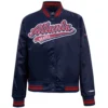 Atlanta Braves Pro Standard Big Logo Women's Full-Snap Satin Varsity Jacket