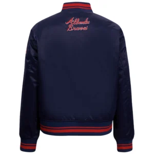 Alternative view of Atlanta Braves Pro Standard Big Logo Women's Full-Snap Satin Varsity Jacket