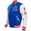 Men's Atlanta Braves Retro Classic Rib Knitted Wool & Leather Varsity Jacket - Image 3