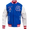 Men's Atlanta Braves Retro Classic Rib Knitted Wool & Leather Varsity Jacket