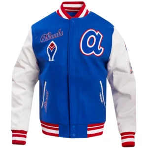 Men's Atlanta Braves Retro Classic Rib Knitted Wool & Leather Varsity Jacket