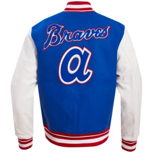Alternative view of Men's Atlanta Braves Retro Classic Rib Knitted Wool & Leather Varsity Jacket