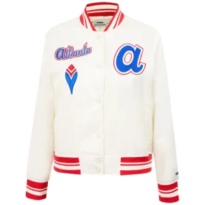 Atlanta Braves Retro Classic Women's Rib Satin Varsity Jacket