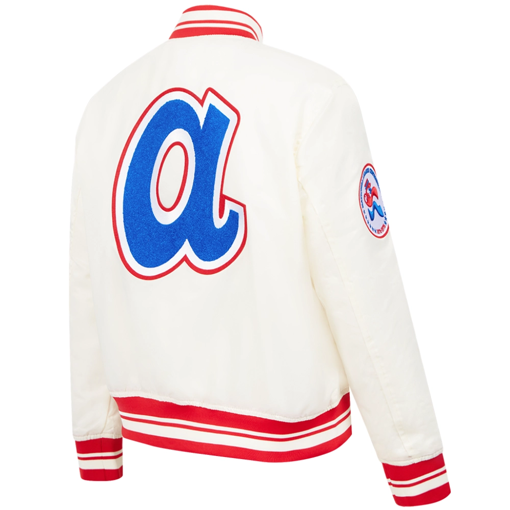 Atlanta Braves Retro Classic Women's Rib Satin Varsity Jacket - Image 4
