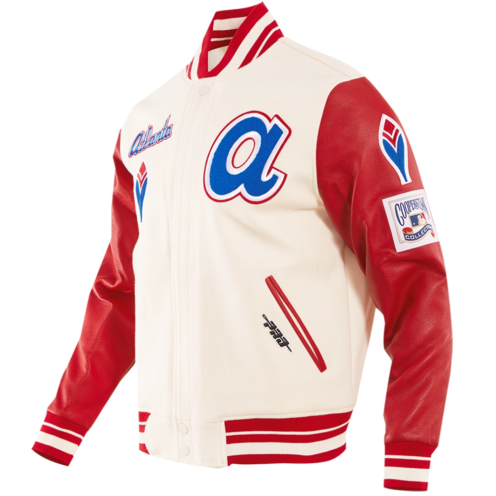 Atlanta Braves Men's Retro Classic Wool & Leather Varsity Jacket - Image 3