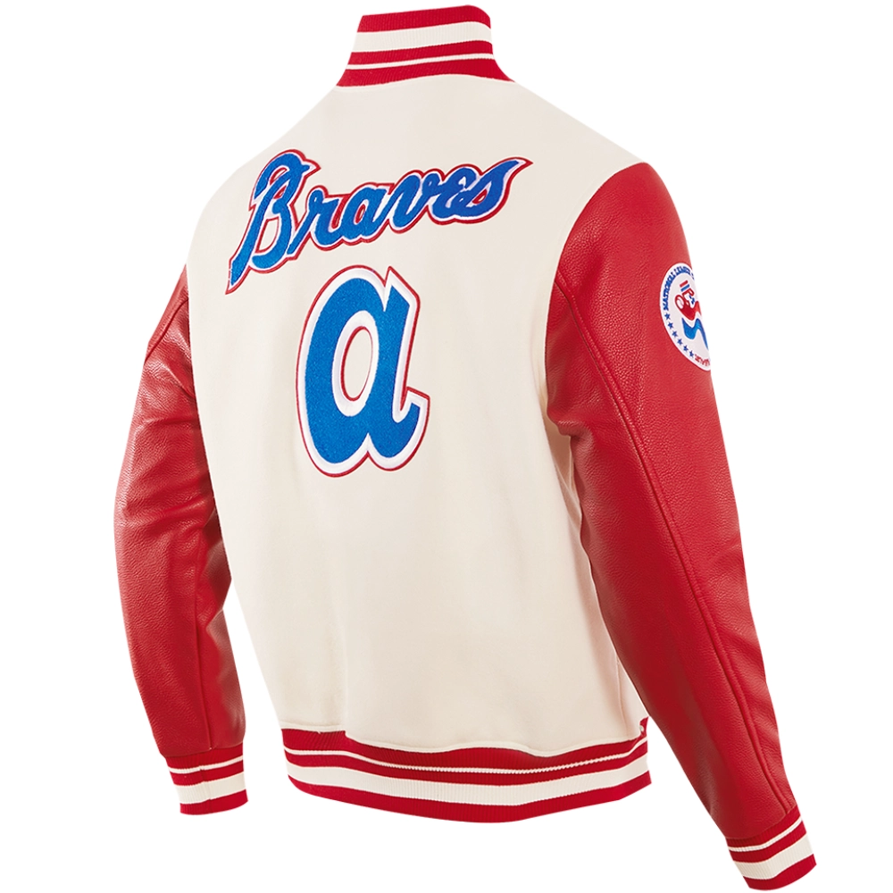Atlanta Braves Men's Retro Classic Wool & Leather Varsity Jacket - Image 4