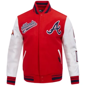 Atlanta Braves Retro Classic Rib Knitted Wool & Leather Varsity Jacket