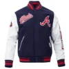 Atlanta Braves Retro Classic Ribbed Knitted Wool & Leather Varsity Jacket