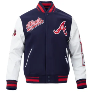 Atlanta Braves Retro Classic Ribbed Knitted Wool & Leather Varsity Jacket