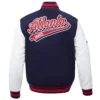 Atlanta Braves Retro Classic Ribbed Knitted Wool & Leather Varsity Jacket - Image 2