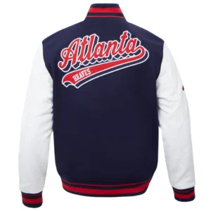 Alternative view of Atlanta Braves Retro Classic Ribbed Knitted Wool & Leather Varsity Jacket