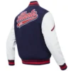 Atlanta Braves Retro Classic Ribbed Knitted Wool & Leather Varsity Jacket - Image 4