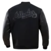 Atlanta Braves Triple Black Wool & Leather Varsity Jacket - Image 2