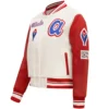 Atlanta Braves Women's Retro Classic Rib knitted Wool & Leather Varsity Jacket - Image 3