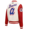 Atlanta Braves Women's Retro Classic Rib knitted Wool & Leather Varsity Jacket - Image 4