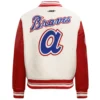 Atlanta Braves Women's Retro Classic Rib knitted Wool & Leather Varsity Jacket - Image 2