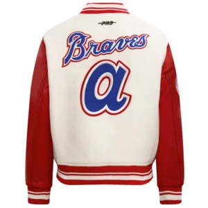 Alternative view of Atlanta Braves Women's Retro Classic Rib knitted Wool & Leather Varsity Jacket