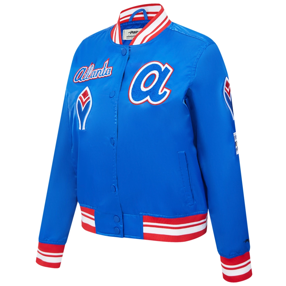 Atlanta Braves Women's Retro Classic Satin Varsity Jacket - Image 3