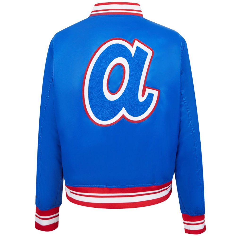 Atlanta Braves Women's Retro Classic Satin Varsity Jacket - Image 2