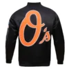 Baltimore Orioles Baseball Series Classic Rib Knitted Black Satin Varsity Jacket - Image 2