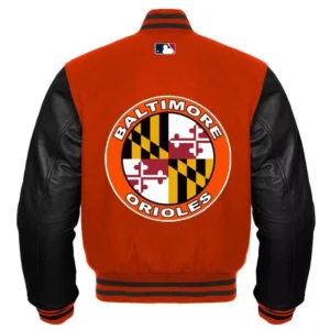 Alternative view of Baltimore Orioles Letterman Baseball Team Players Wool & Leather Varsity Jacket