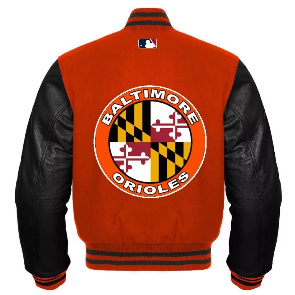 Baltimore Orioles Letterman Baseball Team Players Wool & Leather Varsity Jacket - Image 2