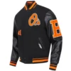 Baltimore Orioles Classic Old English Black Wool & Leather Varsity Jacket - Image 3