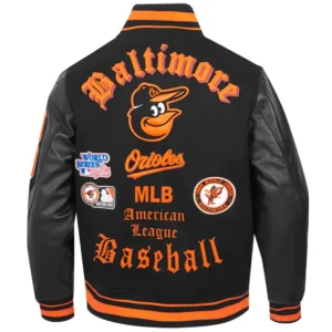 Alternative view of Baltimore Orioles Classic Old English Black Wool & Leather Varsity Jacket
