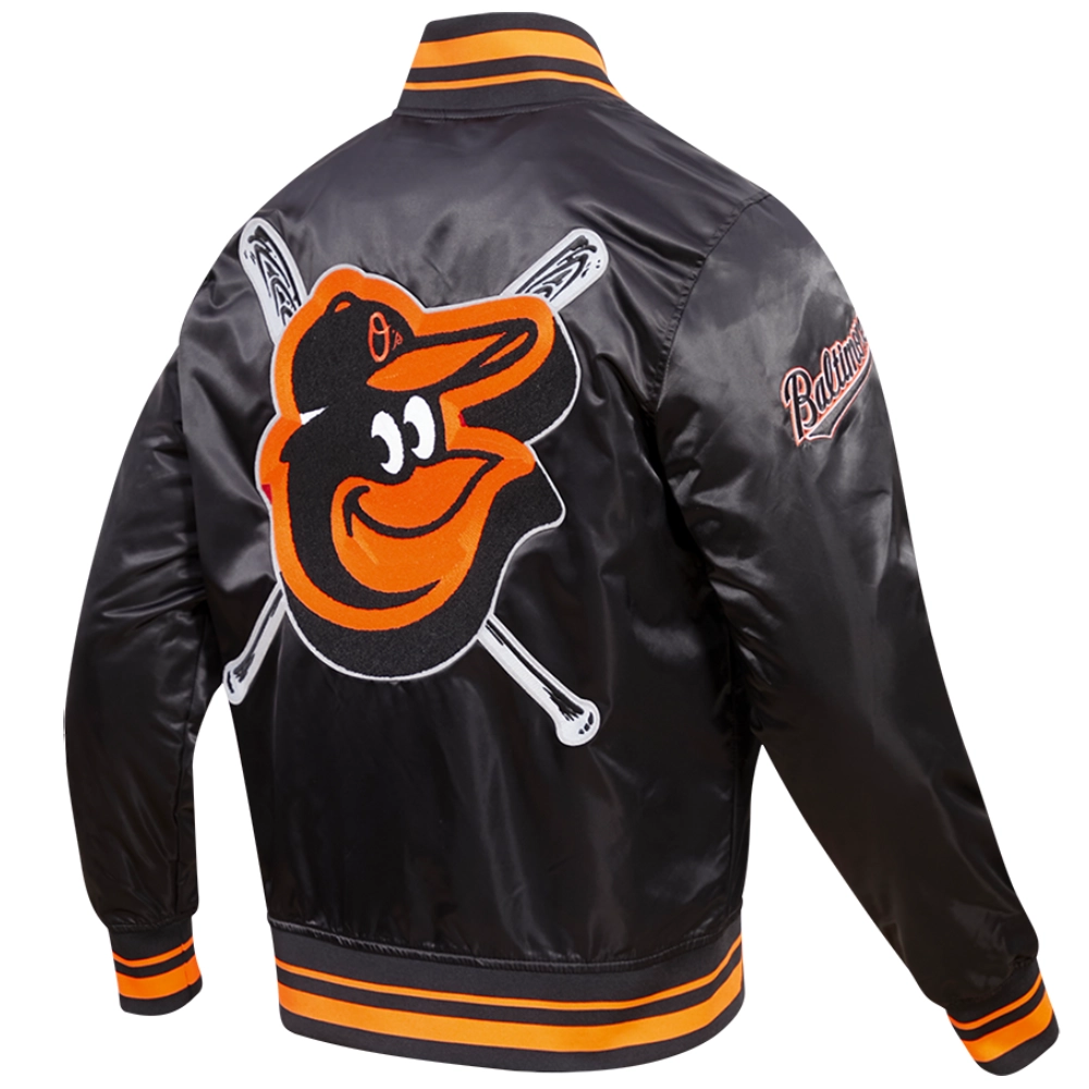 Baltimore Orioles Classic Full-Snap Satin Varsity Black Jacket - Image 4