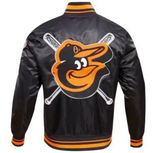 Alternative view of Baltimore Orioles Classic Full-Snap Satin Varsity Black Jacket