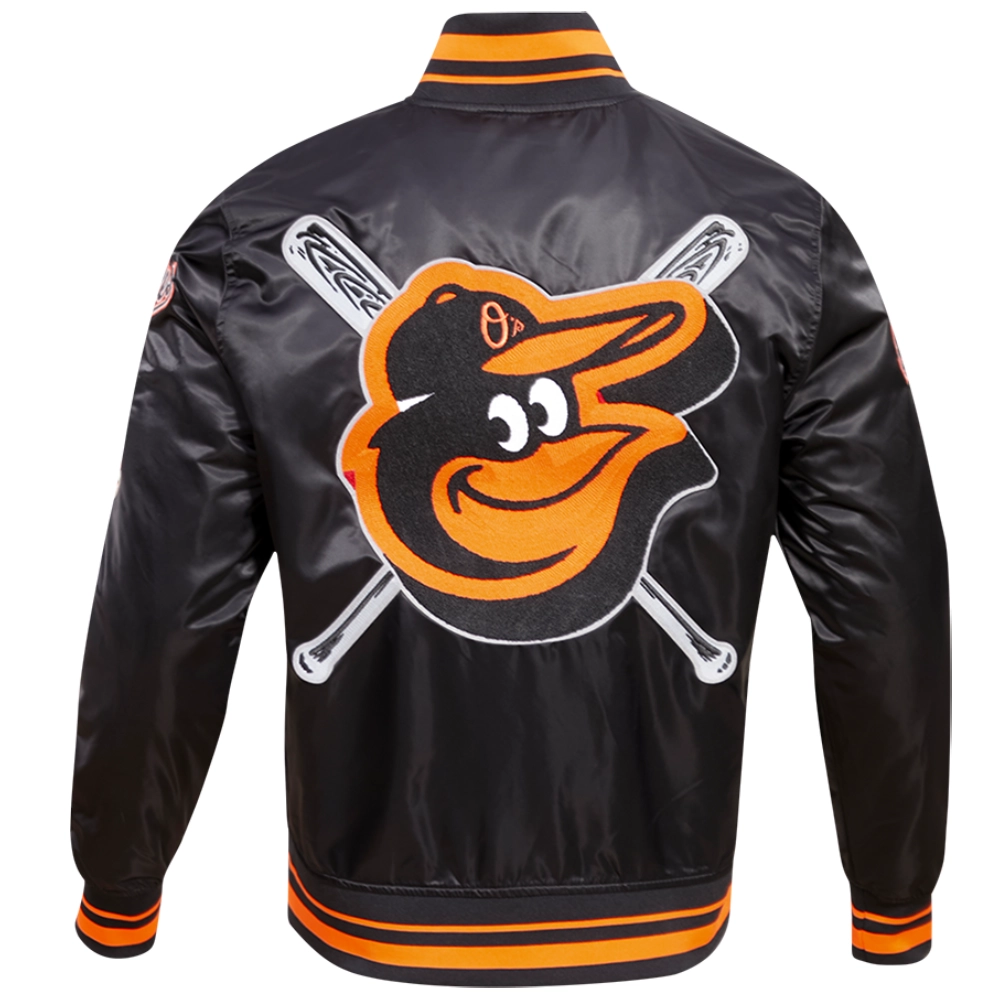 Baltimore Orioles Classic Full-Snap Satin Varsity Black Jacket - Image 2