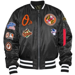 Baltimore Orioles MA-1 Full-Zip Bomber Varsity Reversible Jacket