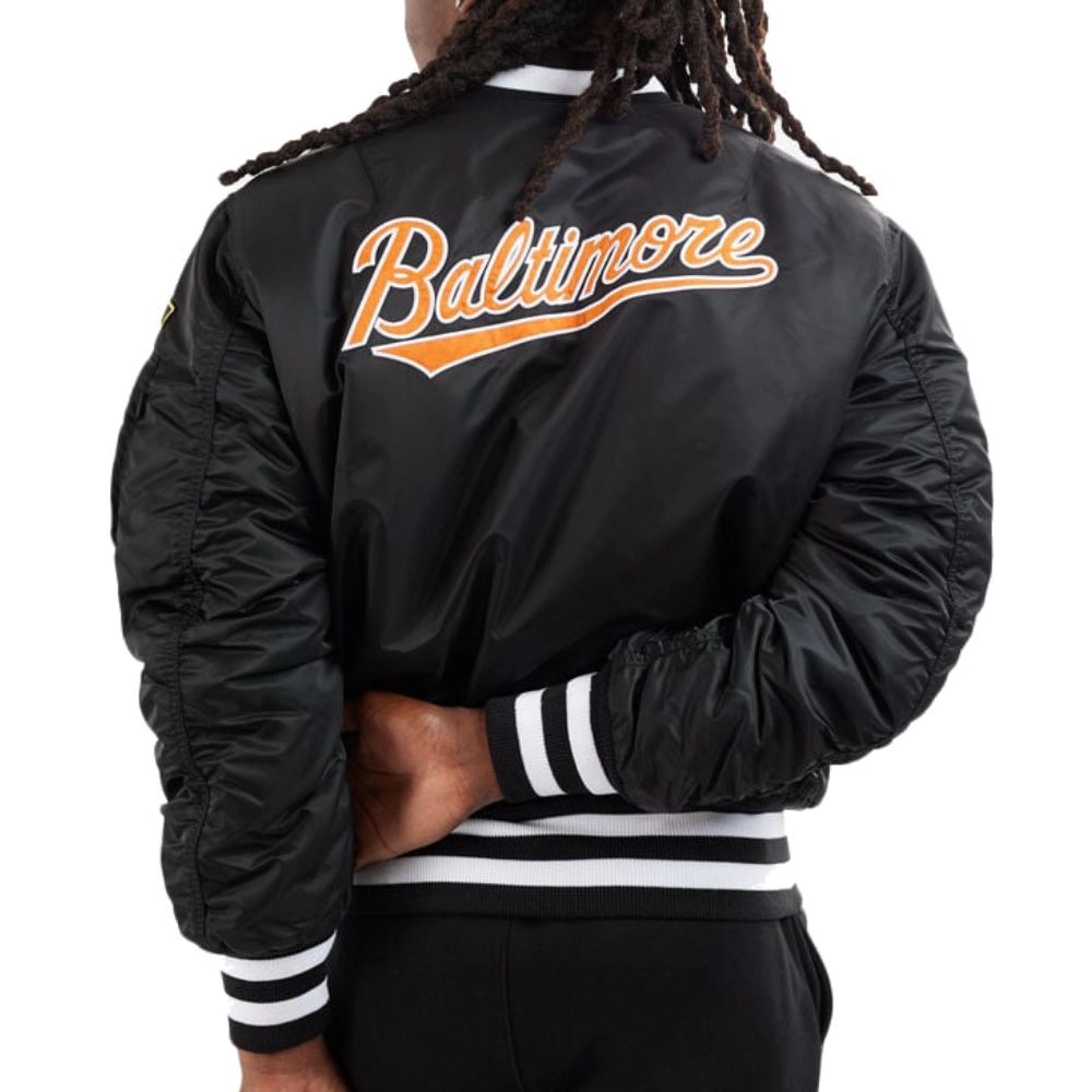 Baltimore Orioles MA-1 Full-Zip Bomber Varsity Reversible Jacket - Image 6