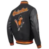 Baltimore Orioles Men's Retro Classic Black Wool & Leather Varsity Jacket - Image 3