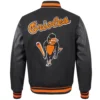 Baltimore Orioles Men's Retro Classic Black Wool & Leather Varsity Jacket - Image 2